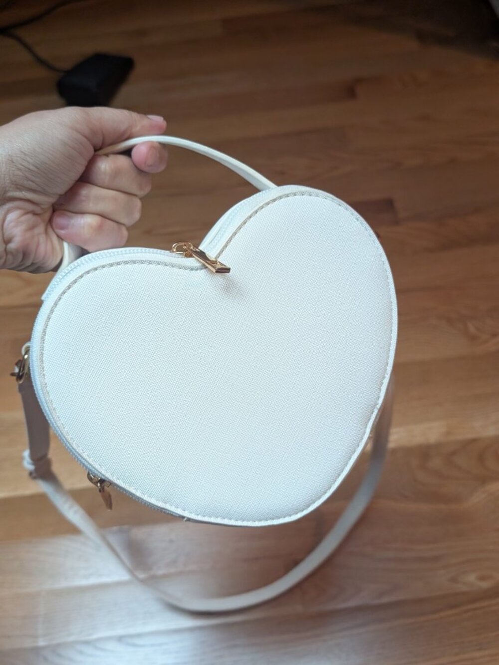 Heart Shaped Crossbody Bag White Bridal Mini Purse